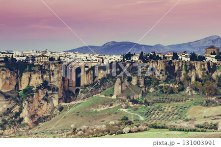 Ronda town and valley, Andalusia, Spain. 131003991