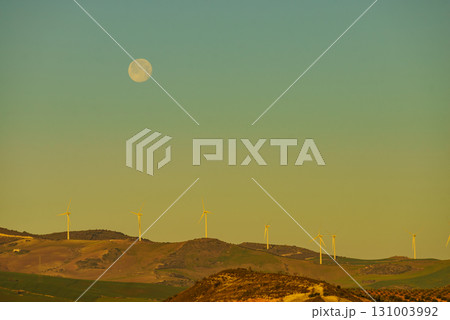 Wind turbines on hills, Andalusia Spain Wind turbines on hills, Andalusia Spain 131003992