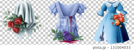 Haunting Halloween dresses with eerie details, including roses, bloodstains, and ghostly fabrics, evoke spooky atmosphere 131004033