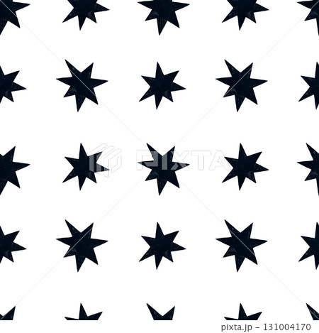 Watercolor black star seamless pattern. Asymmetrical black stars on white background. Watercolor black star seamless pattern. Asymmetrical black stars on white background. 131004170