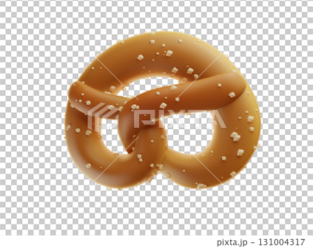 The Bavarian Pretzel. Munich Pretzel in B shape or figure eight with Salt closeup on a transparent background. 3d rendering illustration The Bavarian Pretzel. Munich Pretzel in B shape or figure eight with Salt closeup on a transparent background. 3d rendering illustration 131004317