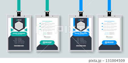 Modern shapes office employee id card or identity card design layout template. Modern design for corporate business identification card, staff card. Modern shapes office employee id card or identity card design layout template. Modern design for corporate business identification card, staff card. 131004509