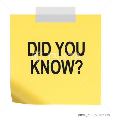 Did you know, sticky note. 3D rendering 131004579
