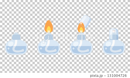 Cute alcohol lamp with and without fire illustration material set 131004726