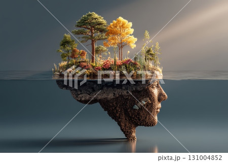 Lush Jungle Scene Featuring Vibrant Ecosystem Emerging from the Surface Water Perspective Lush Jungle Scene Featuring Vibrant Ecosystem Emerging from the Surface Water Perspective 131004852
