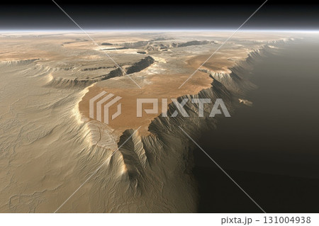 Vast Barren World with Striking Topography Under Endless Horizon Viewpoint 131004938