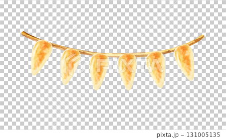 Garland yellow lights glass bulb. Watercolor vintage Christmas illuminations isolated clip art. Bright color decoration. Illustration for greeting card design, New Year holiday packaging, birthday 131005135