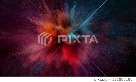 Freeze Motion Shot of Color Powder Explosion Isolated on Black Background 131005190