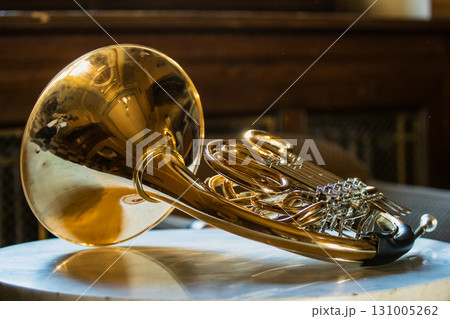 Horn instrument, hands playing horn player in philharmonic orchestra 131005262
