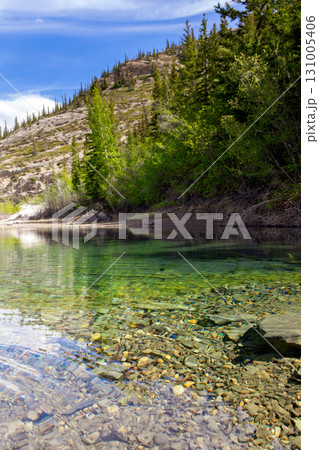 Scenic lake with clear green waters and the mountain with trees. Scenic lake with clear green waters and the mountain with trees. 131005406