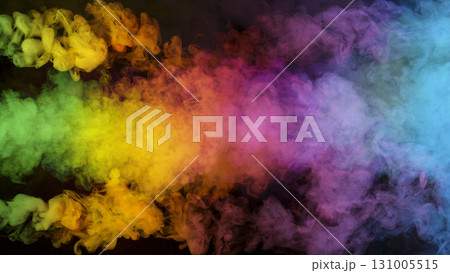 colorful rainbow holi paint color smoke isolated on black background colorful rainbow holi paint color smoke isolated on black background 131005515
