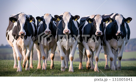Group of Cows Walking Together in the Field. 131005841