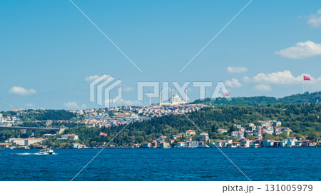 Istanbul, Turkey. Scenic view of the Bosphorus Strait with city view in the background. Urban skyline and city life. 131005979