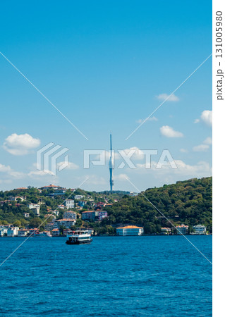 Istanbul, Turkey. Scenic view of the Bosphorus Strait with city view in the background. Urban skyline and city life. Istanbul, Turkey. Scenic view of the Bosphorus Strait with city view in the background. Urban skyline and city life. 131005980