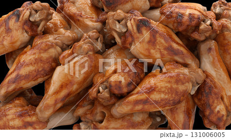Pile of Crispy Golden Brown Chicken Wings Ready for Eating 131006005