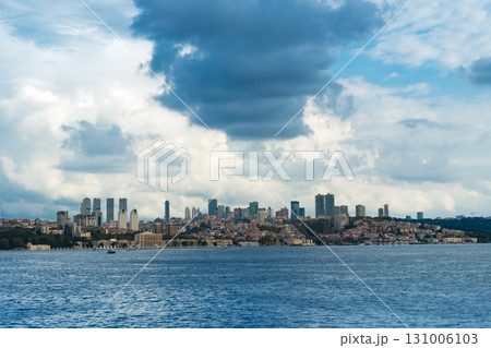 Istanbul, Turkey. Scenic view of the Bosphorus Strait with city view in the background. Urban skyline and city life. 131006103