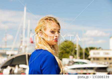 Fashion model wearing blue navy shirt Fashion model wearing blue navy shirt 131006139
