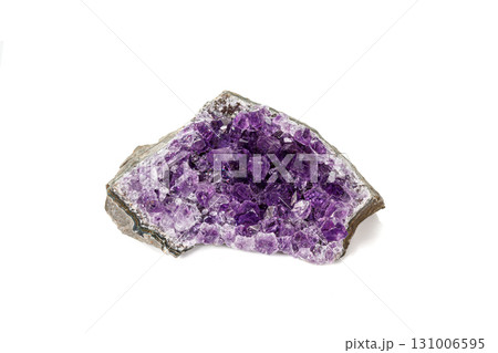 Amethyst Crystal Druse macro mineral on white background Amethyst Crystal Druse macro mineral on white background 131006595