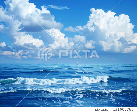 青い海と青い空　AI生成素材 131006760