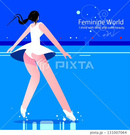 フィギュアスケートでドレスが舞う女性のイラスト フィギュアスケートでドレスが舞う女性のイラスト 131007064