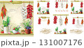 Rustic Kitchen Decor Set with Garlic, Chili Pepper and Herbs 131007176