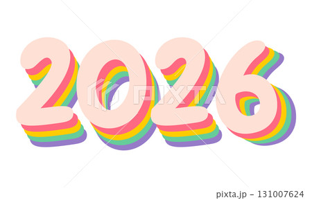 Vector numbers of 2026 on isolated background for Christmas and New year in retro style. New year postcard 2026. Vector numbers of 2026 on isolated background for Christmas and New year in retro style. New year postcard 2026. 131007624