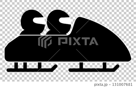 Silhouette illustration of two people riding a bobsled 131007681