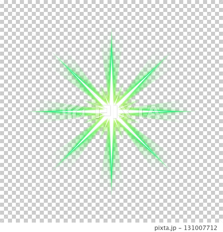 透明背景上放置的綠色發光星形效果 131007712