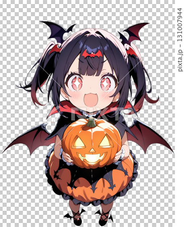 一個穿著萬聖節服裝的女孩的插圖 一個穿著萬聖節服裝的女孩的插圖 131007944