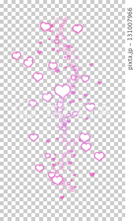 Curved expression of pink luminous heart particles floating on a transparent background Curved expression of pink luminous heart particles floating on a transparent background 131007966