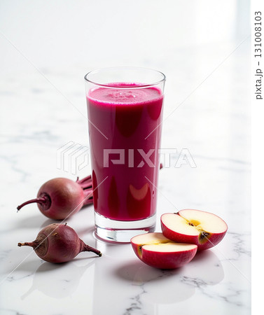 Bright Still Life Refreshing Beetroot Apple Juice Drink in Glass 131008103