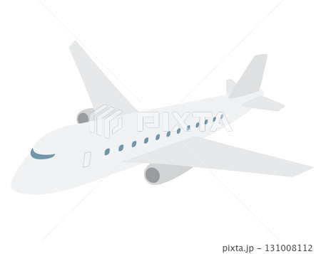 単機のジャンボジェット機 白い飛行機のシンプルイラスト 131008112