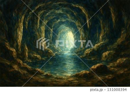 洞窟　油彩画 131008394