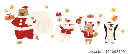 くまサンタと動物たちのクリスマスポーズセット 131008509