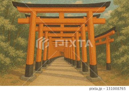 千本鳥居　伏見稲荷イメージ　砂絵調 131008765