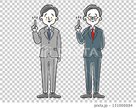 指差しをするビジネスマン中高年　全身　ベクター 131008884