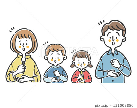 納得理解する若い家族　上半身　ベクター 131008886