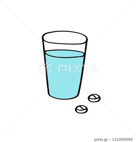 コップと錠剤のイラスト 131009099