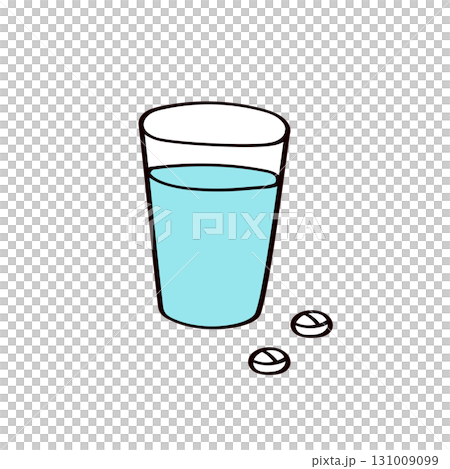コップと錠剤のイラスト 131009099