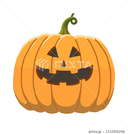 ハロウィン用／優しい笑顔をした大きなジャックオランタン（かぼちゃのお化け）【主線なし】 131009266