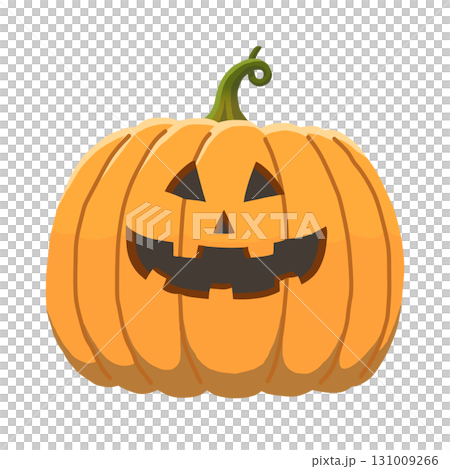 ハロウィン用／優しい笑顔をした大きなジャックオランタン（かぼちゃのお化け）【主線なし】 131009266