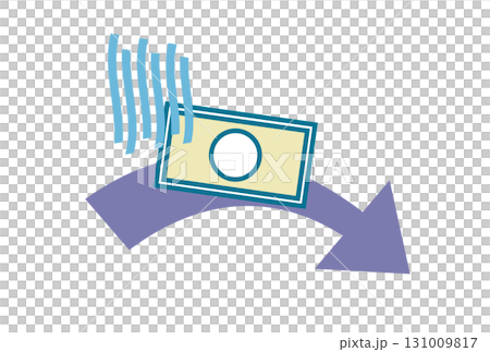 Icon showing a decline in wages or asset value Icon showing a decline in wages or asset value 131009817