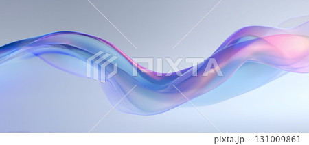 虹色にきらめく流線型の抽象3Dアート背景素材 131009861