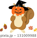ハロウィン　かぼちゃのお面をつけたリス　仮装 131009988