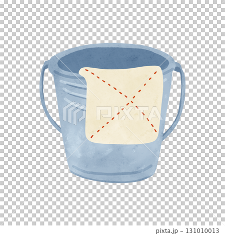 錫桶和抹布水彩手繪插畫 131010013