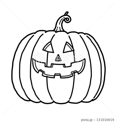 ハロウィン用/優しい笑顔をした大きなジャックオランタン(かぼちゃのお化け)【線画のみ】 ハロウィン用/優しい笑顔をした大きなジャックオランタン(かぼちゃのお化け)【線画のみ】 131010019