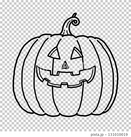 ハロウィン用/優しい笑顔をした大きなジャックオランタン(かぼちゃのお化け)【線画のみ】 ハロウィン用/優しい笑顔をした大きなジャックオランタン(かぼちゃのお化け)【線画のみ】 131010019