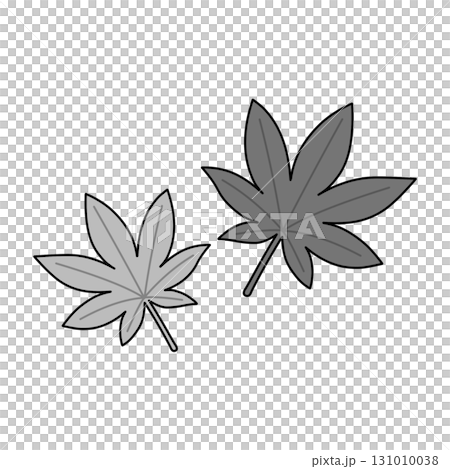 手描き風の紅葉イラスト（モノクロ） 131010038