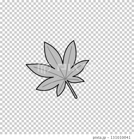 紅葉の葉をモノクロで描いた手描きイラスト 紅葉の葉をモノクロで描いた手描きイラスト 131010041