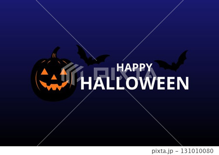 Halloween Dark Night Scene with Pumpkin and Bats Halloween Dark Night Scene with Pumpkin and Bats 131010080